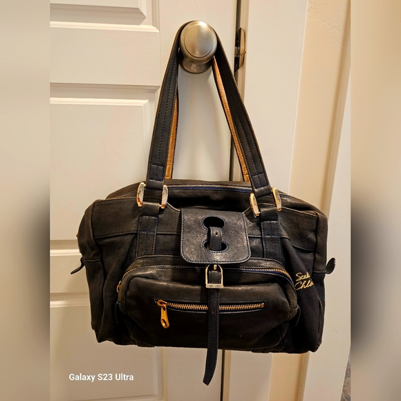 See You By Chloe Navy Blue Leather distressed Leather and Gold Hardware. - Picture 1 of 16